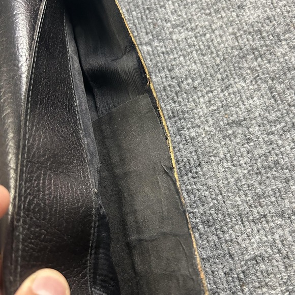 Leather School Black 16" Leather Mens Portfolio Briefcase Business Bag Italy - Picture 4 of 8